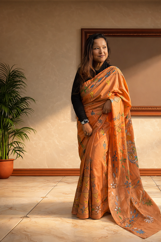 Peachika Kolkata Kantha Saree