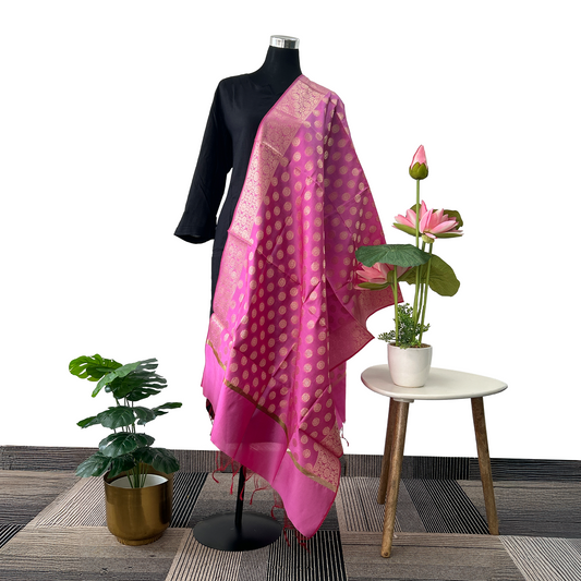 Rose Poise. Banarasi Silk Dupatta with Booti