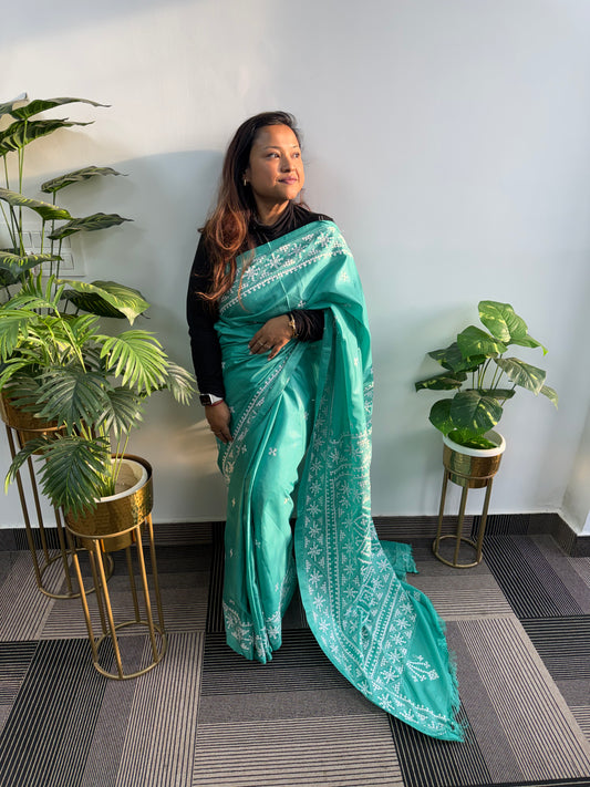 Aakashika Gujarati Work Kantha Saree