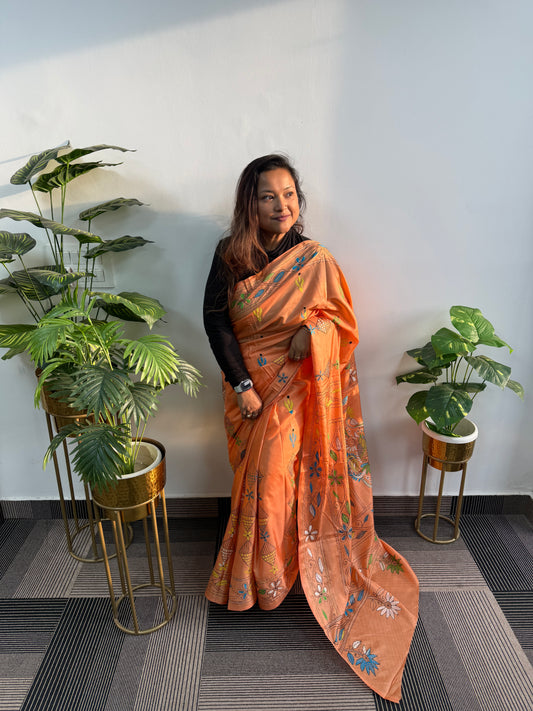 Peachika Kolkata Kantha Saree