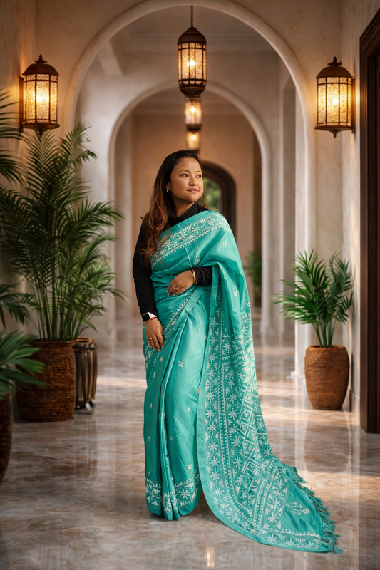 Aakashika Gujarati Work Kantha Saree