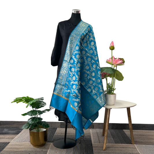 Sky Lattice. Banarasi Silk Dupatta.