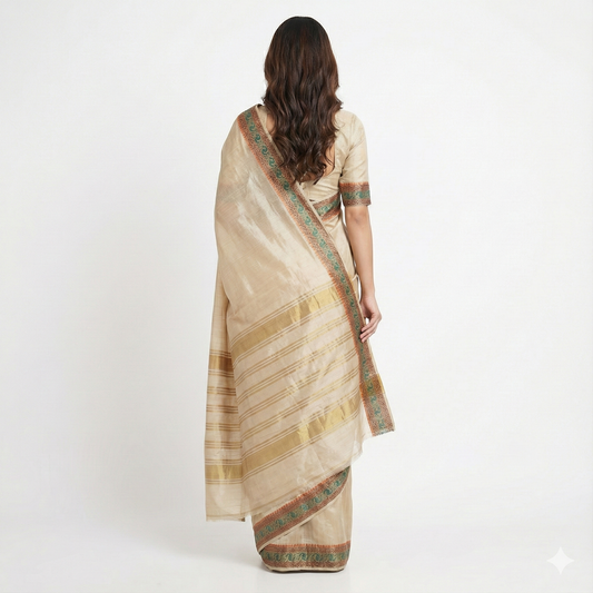 Meenakari Edge. Chanderi Silk Cotton Saree.