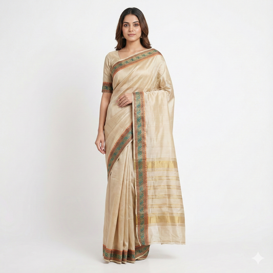Meenakari Edge. Chanderi Silk Cotton Saree.