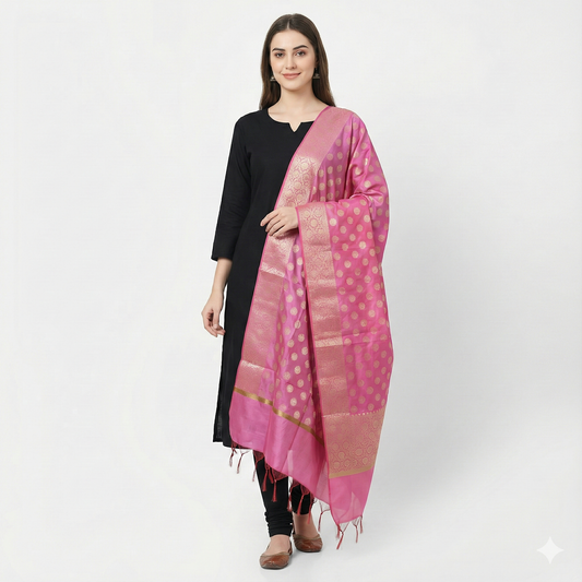 Rose Poise. Banarasi Silk Dupatta with Booti