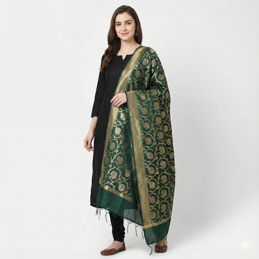 Emerald Legacy. Banarasi Silk Dupatta.