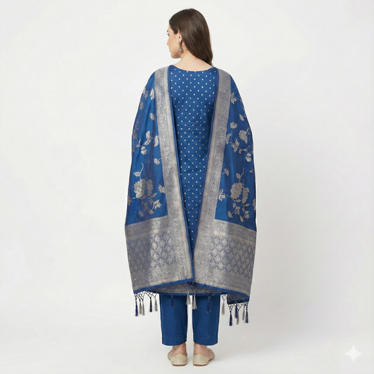 Midnight Authority. Dola Silk Banarasi Suit Set.