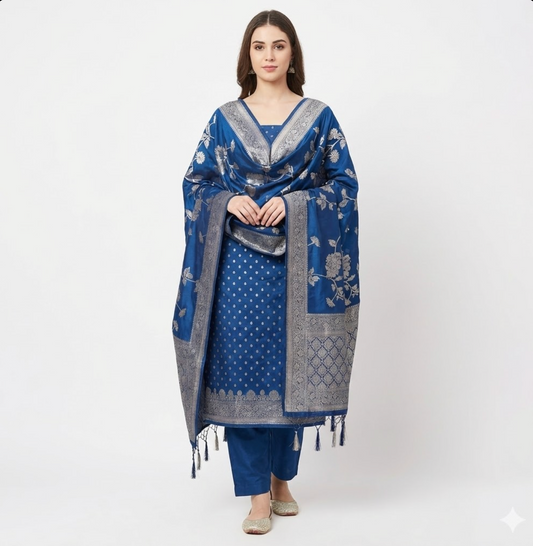 Midnight Authority. Dola Silk Banarasi Suit Set.